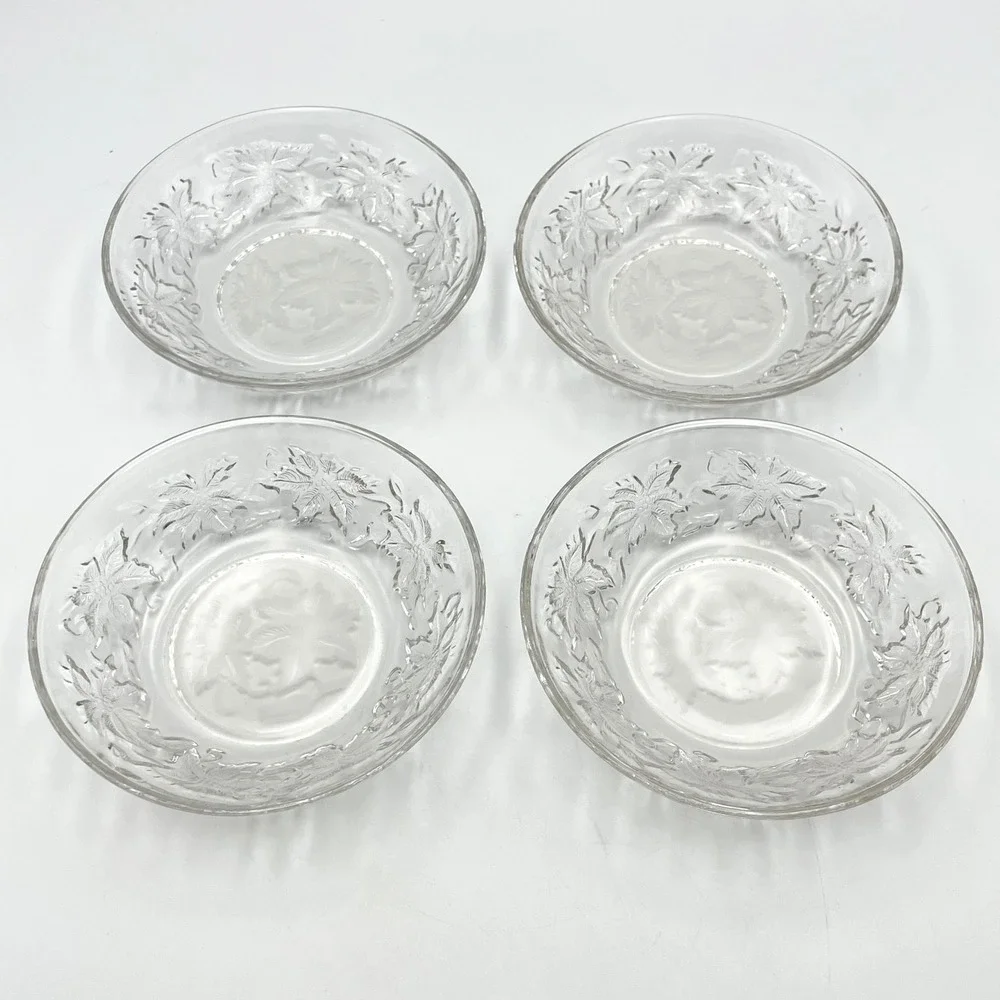 Vintage 1980s Princess House Fantasia Crystal Set Of 4 Dessert Fruit Bowls